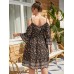 Ethnic Print Off Shoulder Knotted Plus Size Dress