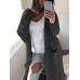 Women Knitting Solid Color Open Front Pocket Faux Woolen Cardigans