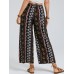 Bohemia Ethnic Print Elastic High Waist Wide Leg Lounge Pants For Women