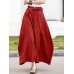 Leisure Solid Button Ruched Zip Pocket Casual Maxi Skirt