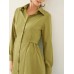 Solid Long Sleeve Button Front Lapel Shirt Dress