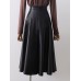 High Waist Solid A  line PU Leather Zip Back Women Skirt