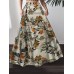 Women 100  Cotton Plant Floral Print High Waist Bohemia Maxi Skirts