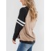 Women Side Stripe Long Raglan Sleeve Casual Sport Swearshirts