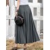 Leisure Solid Ruched Pocket Maxi Skirt