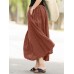 Casual Solid Elastic Waist Pleated Spliced Cotton Skirt For Women