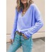 Women V  Neck Solid Color Long Sleeve Loose Knitted Sweaters