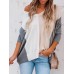 Women Patchwork Colorblock Drop Sleeve V  Neck Loose Daily Sweater