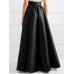 High Waist A  line Solid Satin Pocket Swing Skirt