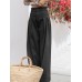 Women High Waist Solid Color Loose Pleated Casual Wide Leg Pants