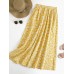 Leisure Floral Pleats Back Zipper Summer Skirts For Women