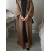 Women Vintage Solid Color Loose Casual Cardigan AbayaKaftan Long Sleeve Robe