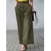 Women Solid Color Pleated OL High Waisted Wide Leg Pants With Pocket