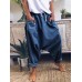 Women Baggy Peplum Loose Fitting Solid Color Elastic Waist Drawstring Pants