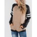 Women Side Stripe Long Raglan Sleeve Casual Sport Swearshirts