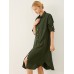 Solid Button Front Lapel Long Sleeve Shirt Dress