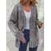 Vintage Solid Color V  neck Button Cardigans For Women