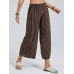 Striped Print Elastic Waist Wide Leg Lounge Pants For Women