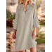 Lace Stitch 3 4 Sleeve Stand Collar Casual Dress