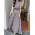 Textured Stand Collar Sleeveless Maxi Dress With Belt