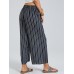 Striped Print Elastic Waist Wide Leg Lounge Pants For Women