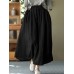 Solid Elastic Waist Pocket Casual Skirt