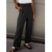 Women Zipper High Waist Pleated Side Pocket Casual Solid Pants