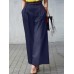 Women Solid Color Pleated OL High Waisted Wide Leg Pants With Pocket