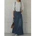 Women Denim Buttons Zipper Side Pockets Ankle Length Casual Skirts