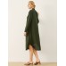 Solid Button Front Lapel Long Sleeve Shirt Dress