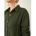 Solid Button Front Lapel Long Sleeve Shirt Dress