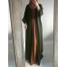 Women Vintage Solid Color Loose Casual Cardigan AbayaKaftan Long Sleeve Robe