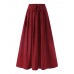 Solid Elastic Waist Pocket Casual Skirt