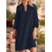 Lace Stitch 3 4 Sleeve Stand Collar Casual Dress