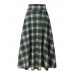 Women Plaid Pattern Long Style Calf Length Elastic Casual Skirts