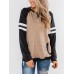 Women Side Stripe Long Raglan Sleeve Casual Sport Swearshirts