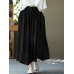 Solid Elastic Waist Pocket Casual Skirt