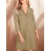 Solid Lapel 3 4 Sleeve Dress For Women