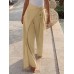 Solid Color High Waist Bandage Zipper Irregular Women Casual Wide Leg Pants