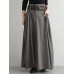 Women Solid Side Pockets Lace  Up Party A  Line Skirt with Back Zipper