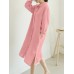 Solid Pocket Lapel Long Sleeve Casual Shirt Dress