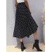 Women Polka Dot Printed High Waist Loose Stylish Mid  Length Skirt