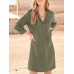 Solid Lapel 3 4 Sleeve Dress For Women