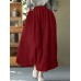 Solid Elastic Waist Pocket Casual Skirt