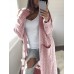 Women Knitting Solid Color Open Front Pocket Faux Woolen Cardigans