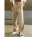 Women Zipper High Waist Pleated Side Pocket Casual Solid Pants