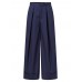 Women Solid Color Pleated OL High Waisted Wide Leg Pants With Pocket