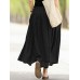 Casual Solid Elastic Waist Pleated Spliced Cotton Skirt For Women