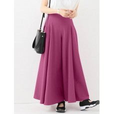 Pure Color Pleated Zipper Loose Casual Wide Leg Pants For Women