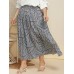 Print Elasitc Waist Pleated Plus Size Casual Skirt for Women